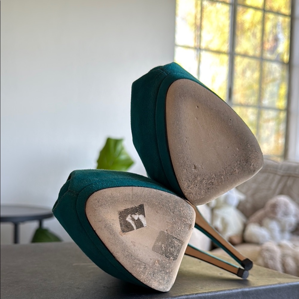 Giuseppe Zanotti Turquoise Peep-Toe Heels - Picture 8 of 12